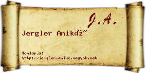 Jergler Anikó névjegykártya