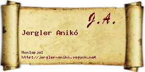 Jergler Anikó névjegykártya